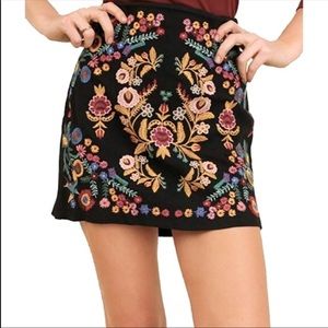 Umgee black embroidered skirt